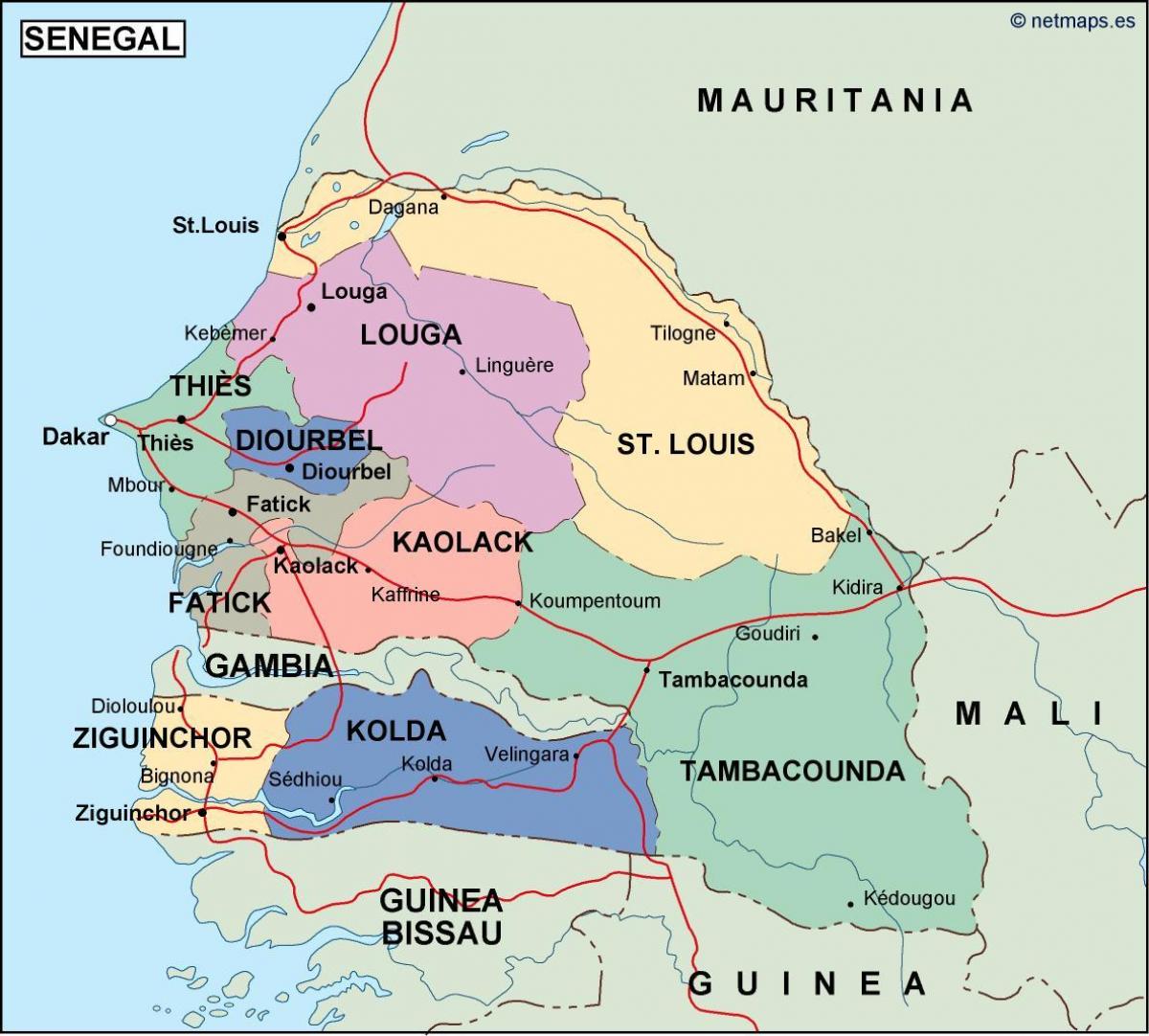 نقشه از سنگال کشور