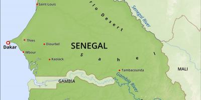 نقشه از نقشه فیزیکی سنگال